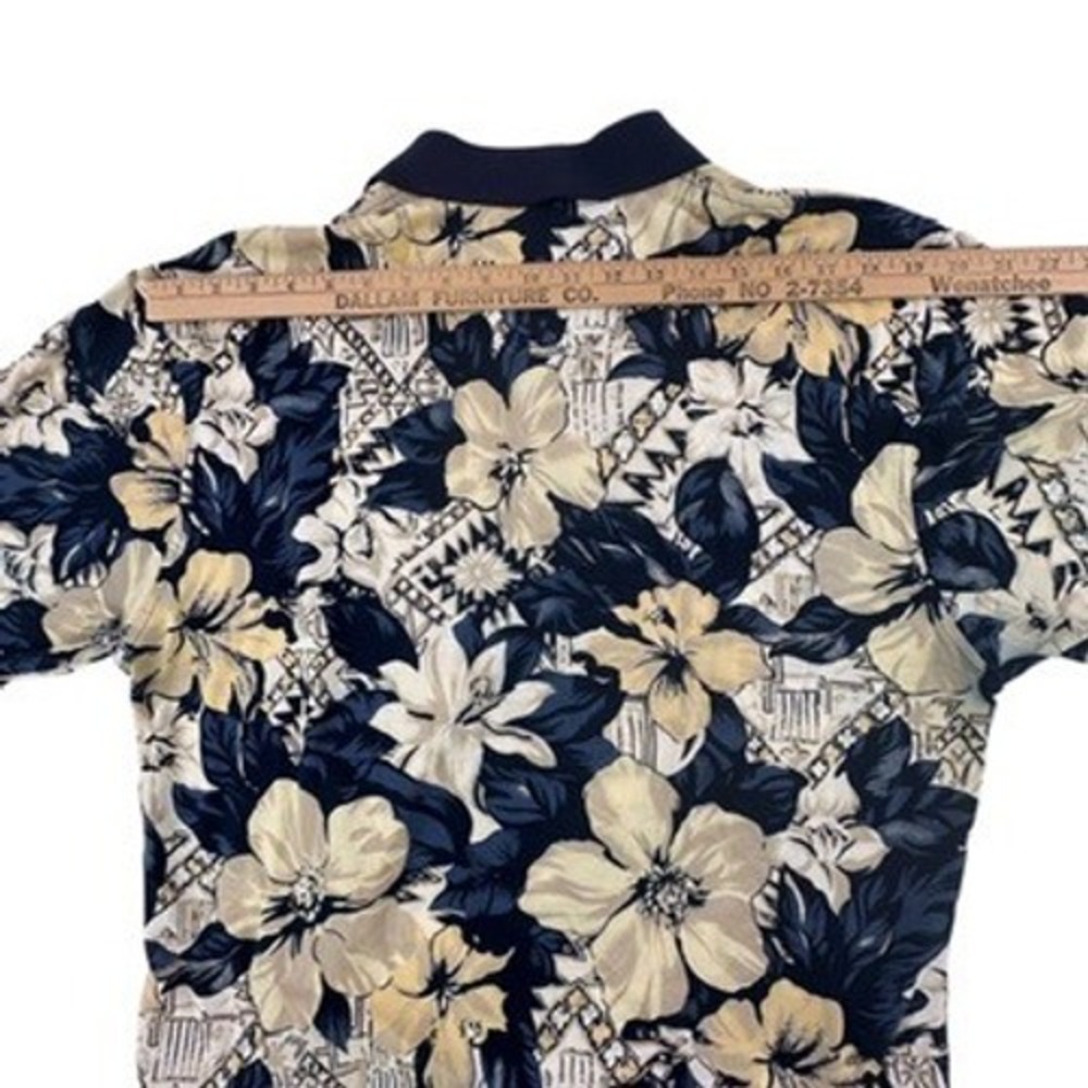 Disney Golf Collection Medium‎ Mens Shirt Mickey Mouse Floral Polo Navy Yellow M - Picture 12 of 13